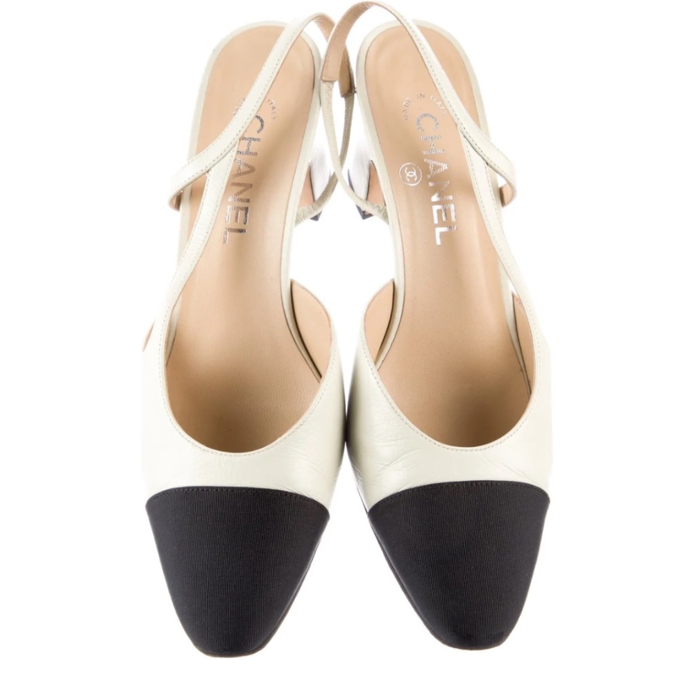 CHANEL Chanel Interlocking CC Logo Calfskin Slingback Pumps Women's Size: 41 - Picture 1 of 5